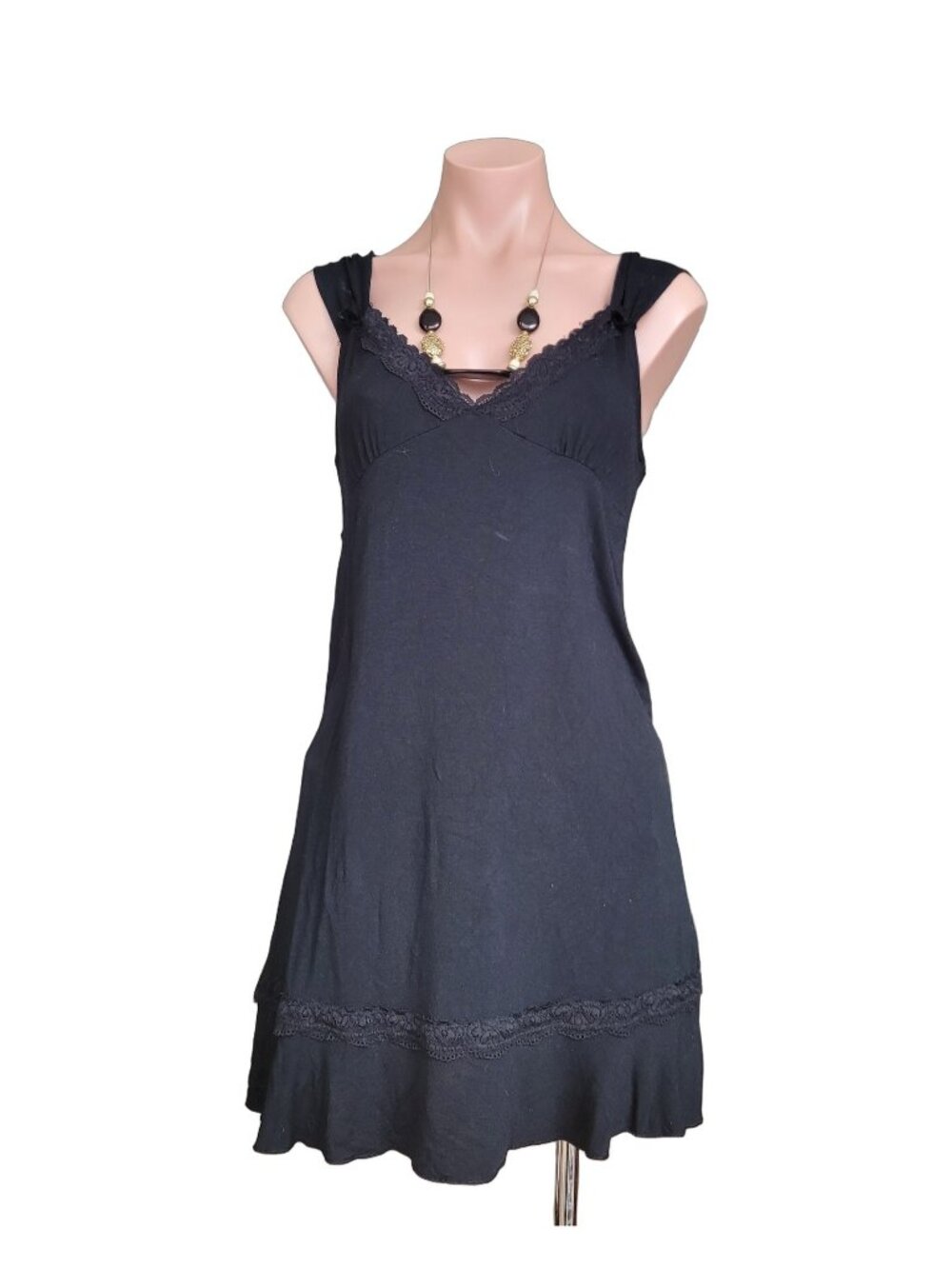 Black Lace Vintage Mini Dress (M)